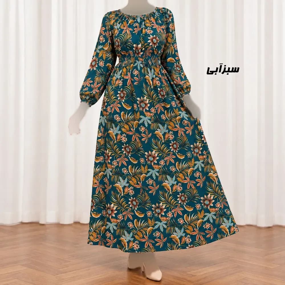 پیراهن ساحلی زنانه کش دار نخی فری سایز مناسب تا 48 — تصویر ۹