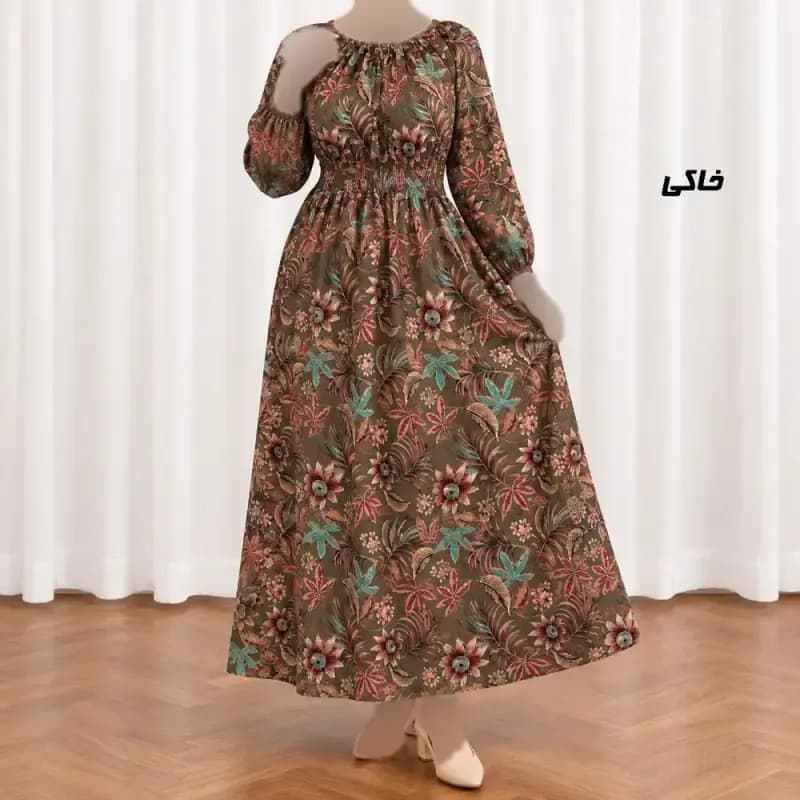 پیراهن ساحلی زنانه کش دار نخی فری سایز مناسب تا 48 — تصویر ۲