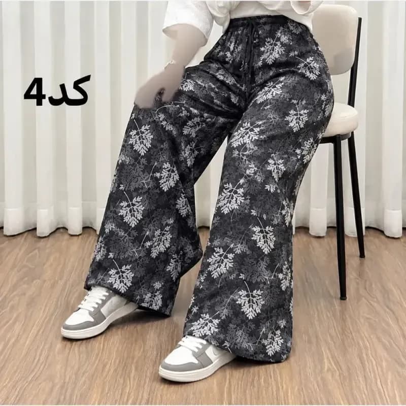 شلوار راحتی نخی پارچه خارجی فری سایز مناسب تا سایز 50 — تصویر ۴