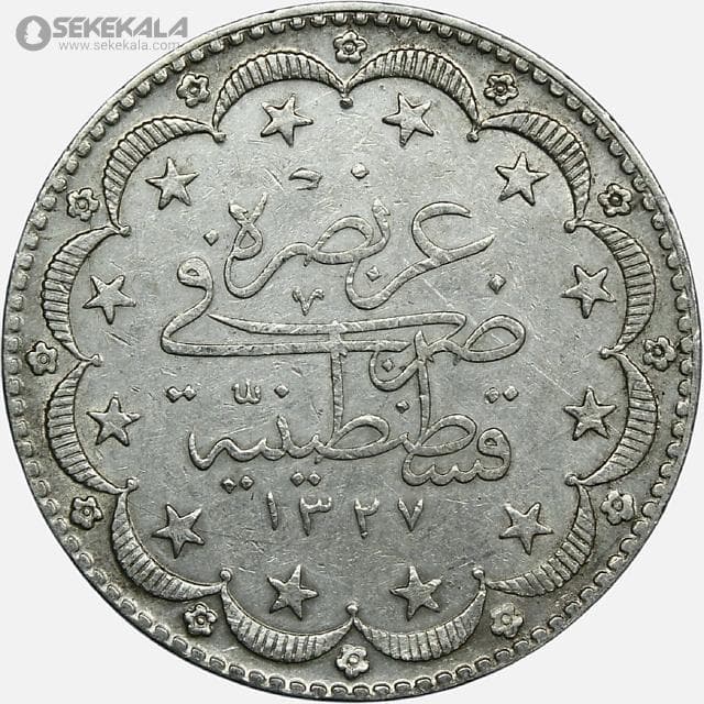 سکه 20 کروش نقره عثمانی 1909 – 1327 (سلطان محمد پنجم ـ سنه 10)