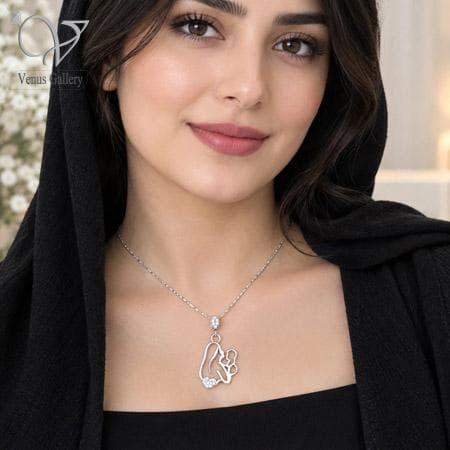 گردنبند و پلاک نقره ۹۲۵ طرح مادر و فرزند کد 22458 — تصویر ۴