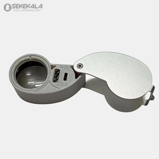 ذره بین تاشو مخصوص جواهر با بزرگنمایی ۴۰ برابر (چراغ LED و UV) — تصویر ۴