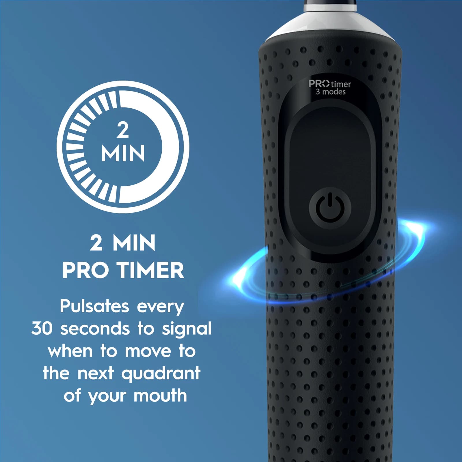 مسواک برقی اورال بی Oral-B Vitality Pro Black با 3 حالت مسواکزدن و تایمر 2 دقیقهای رنگ مشکی — تصویر ۳