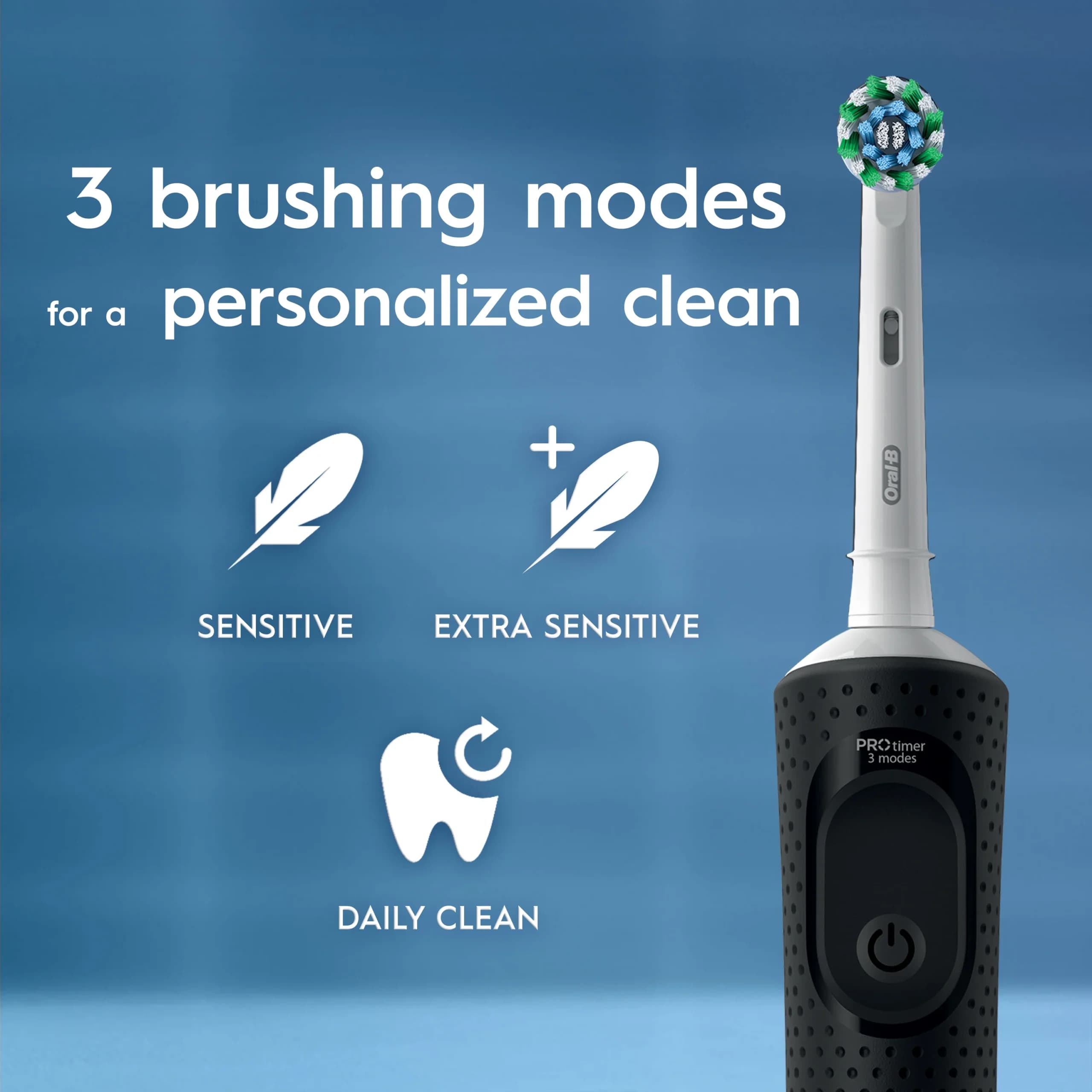 مسواک برقی اورال بی Oral-B Vitality Pro Black با 3 حالت مسواکزدن و تایمر 2 دقیقهای رنگ مشکی — تصویر ۲