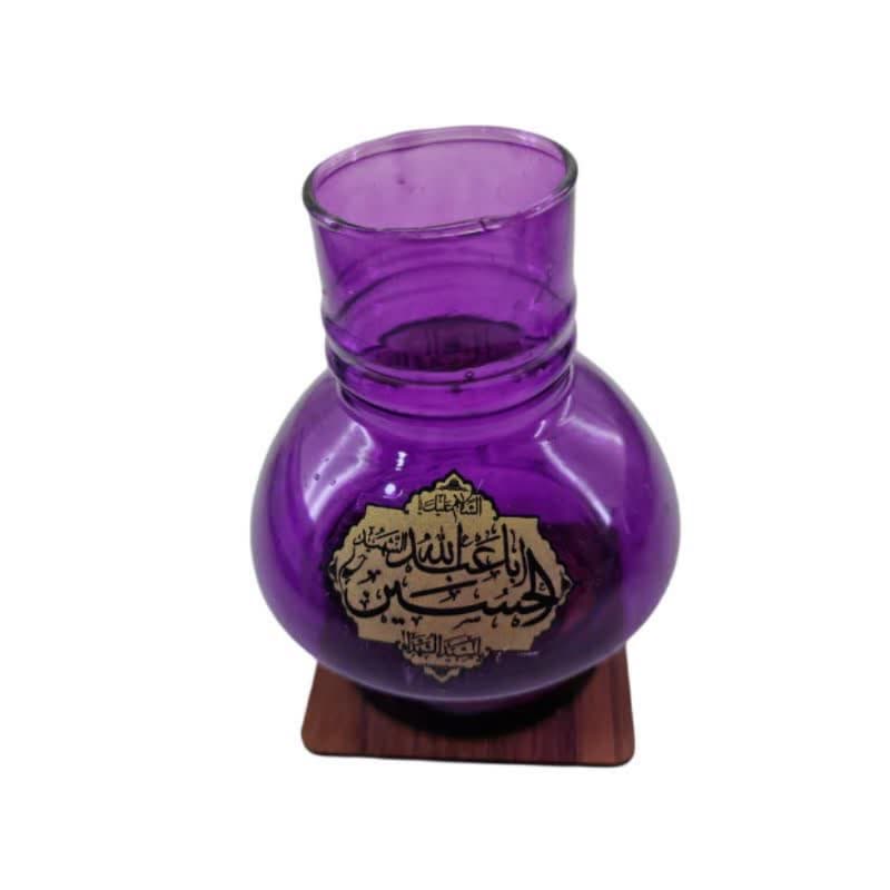 جاشمعی پایه چوبی مذهبی طرح یا اباالفضل و یا اباعبدالله بنفش کد 10266707 — تصویر ۲