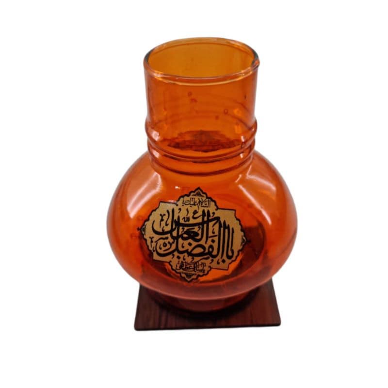 جاشمعی پایه چوبی مذهبی طرح یا اباالفضل و یا اباعبدالله نارنجی کد 10266706 — تصویر ۲