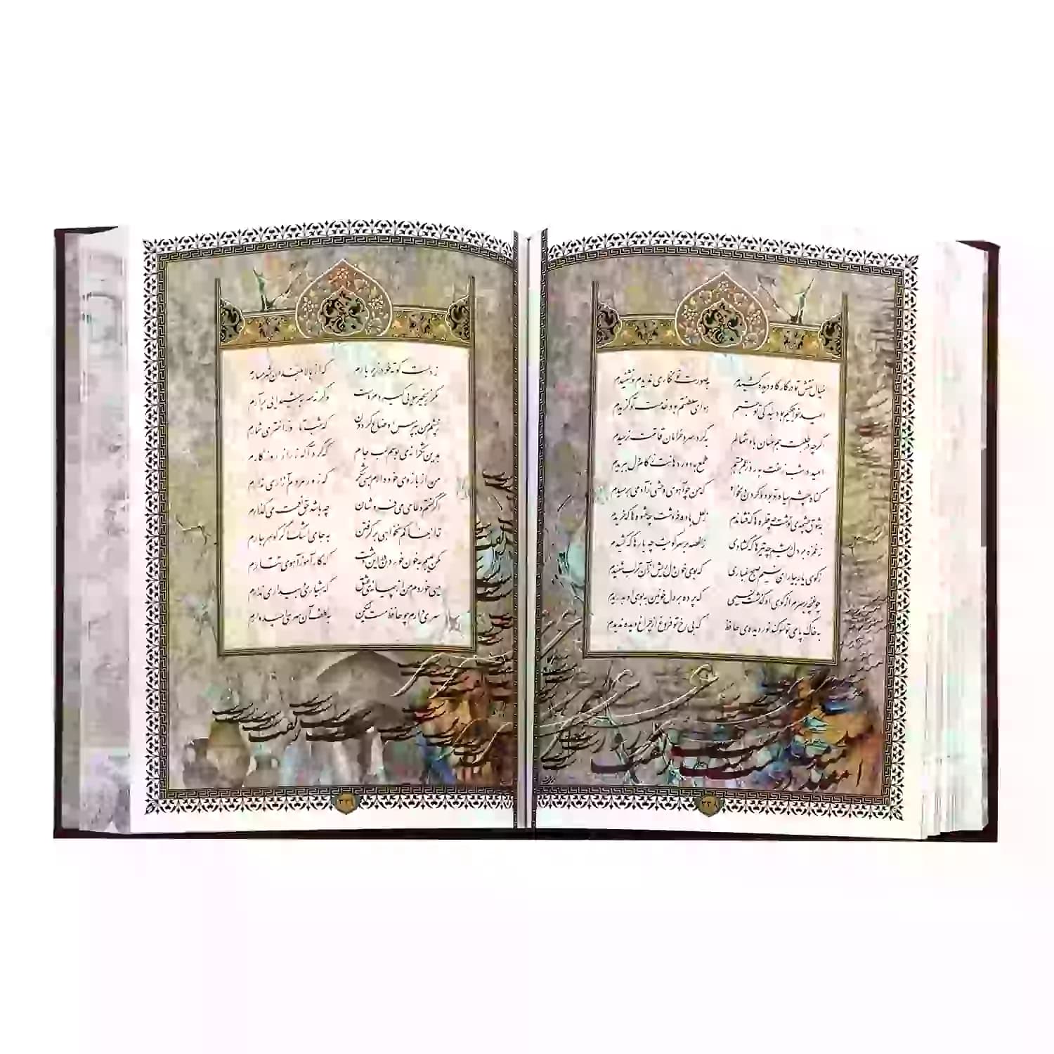 کتاب نفیس دیوان حافظ وزیری گلاسه چرم پلاک دار تمام مصور کد 110332 — تصویر ۸