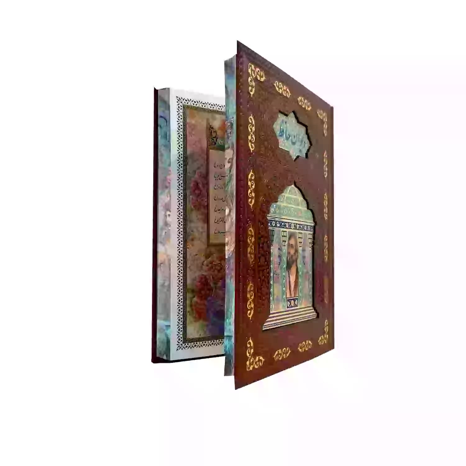 کتاب نفیس دیوان حافظ وزیری گلاسه چرم پلاک دار تمام مصور کد 110332 — تصویر ۶