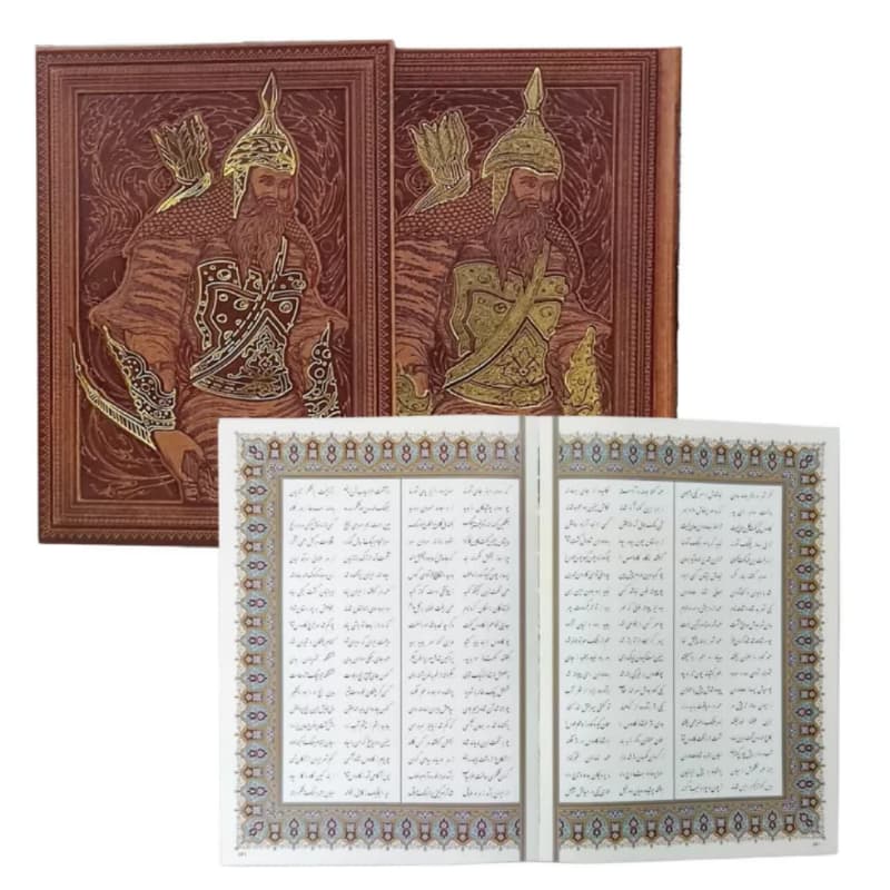 شاهنامه رحلی گلاسه چرم قابدار کشویی برجسته طرح رستم کد 125732 — تصویر ۴