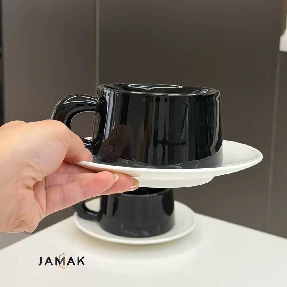 فنجان نعلبکی لته Black & White – یک عددی — تصویر ۴