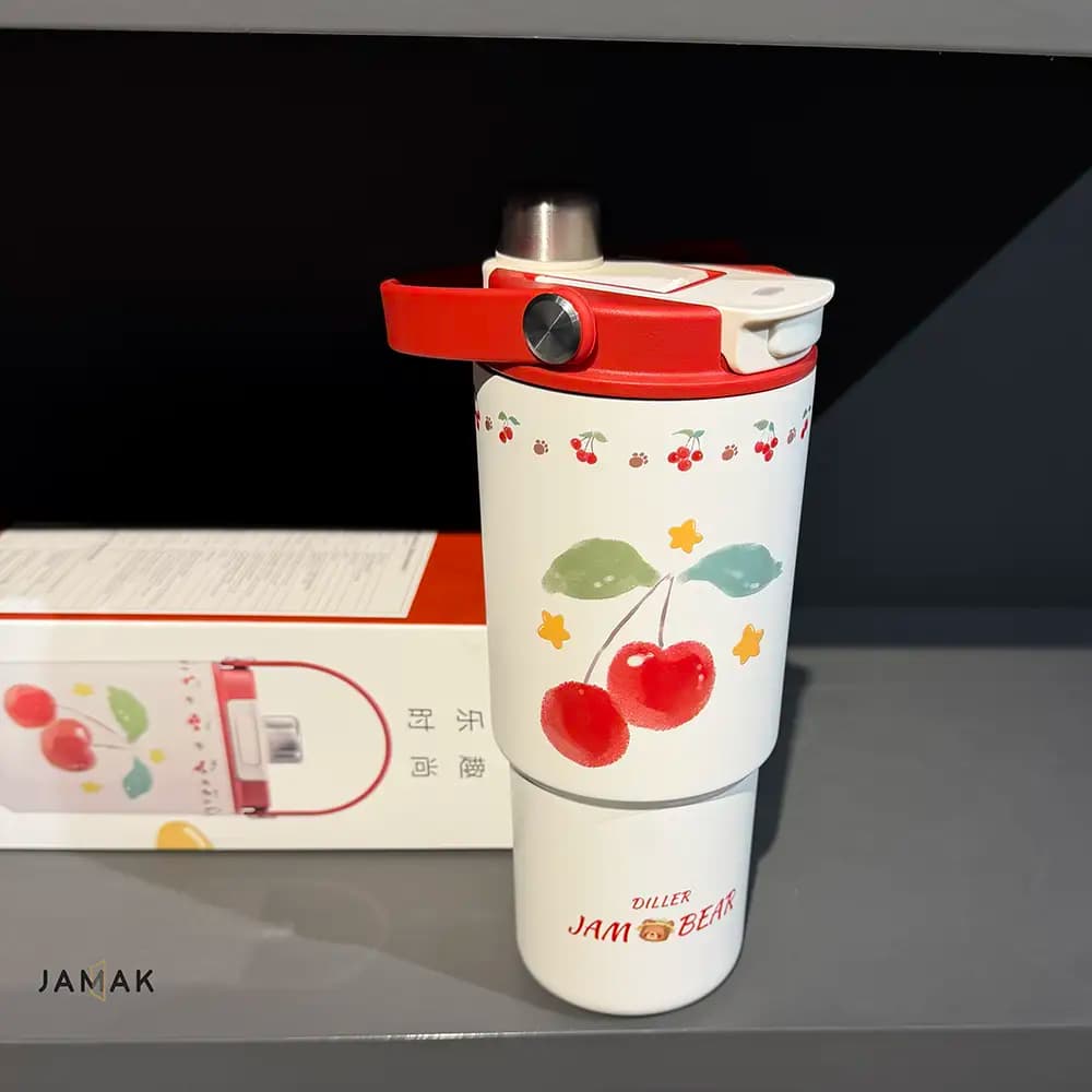 تراول ماگ دیلر مدل Cherry ظرفیت ۸۸۰ میل طرح گیلاس