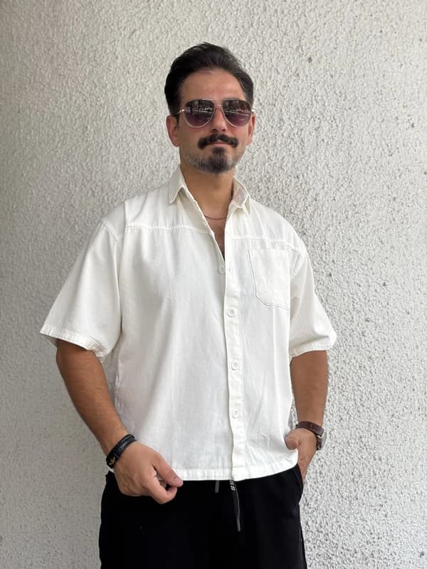پیراهن جین کنفی مردانه فول باکسی (8 رنگ) — تصویر ۵