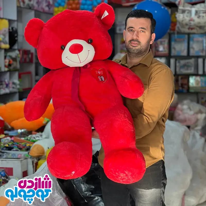 عروسک خرس قرمز 110 سانتی اورجینال