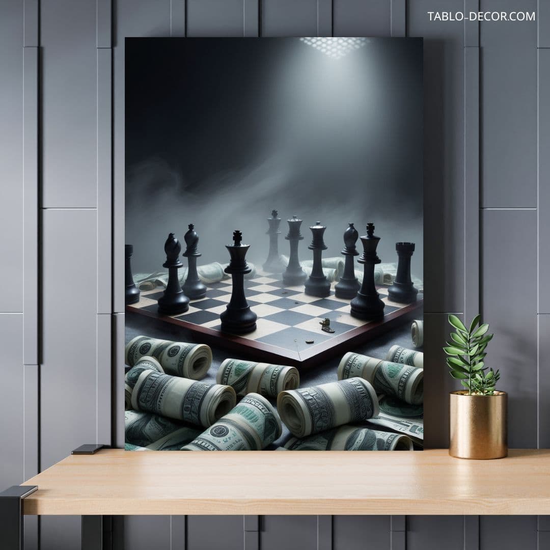 تابلو شطرنج و دلار Chess and dollars