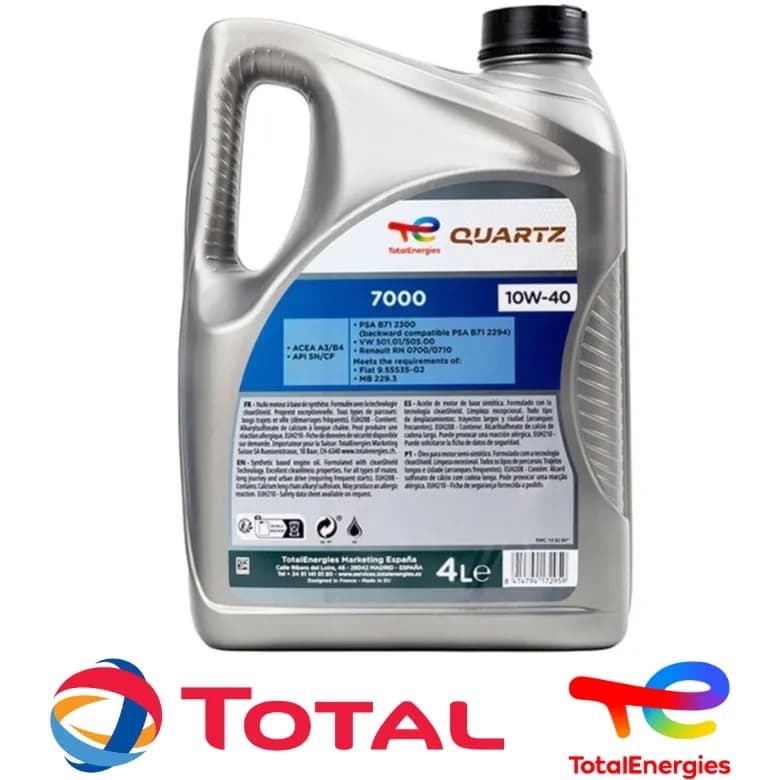 روغن موتور توتال 4 لیتری Quartz 7000 4 LP new 10W-40 — تصویر ۳