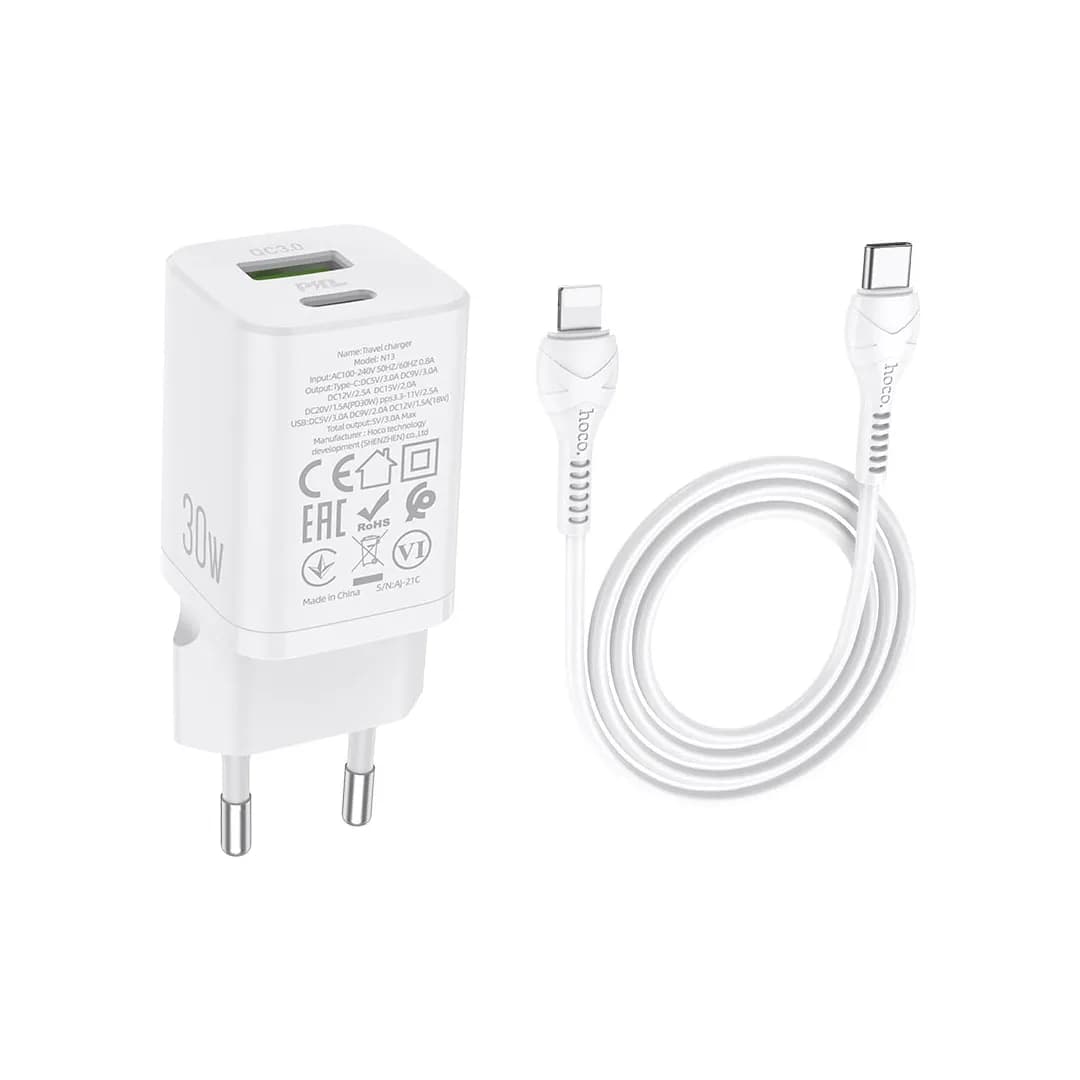 شارژر دیواری هوکو مدل N13 PD 30W+QC3.0 به همراه کابل Type-C — تصویر ۷