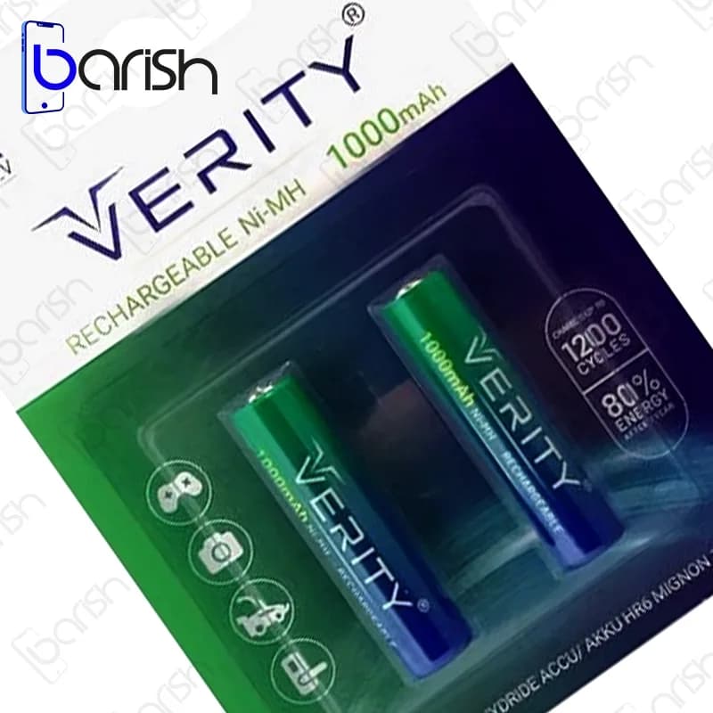 باتری نیم قلمی 1000mAh قابل شارژ وریتی مدل HR03 – بسته دو عددی — تصویر ۲