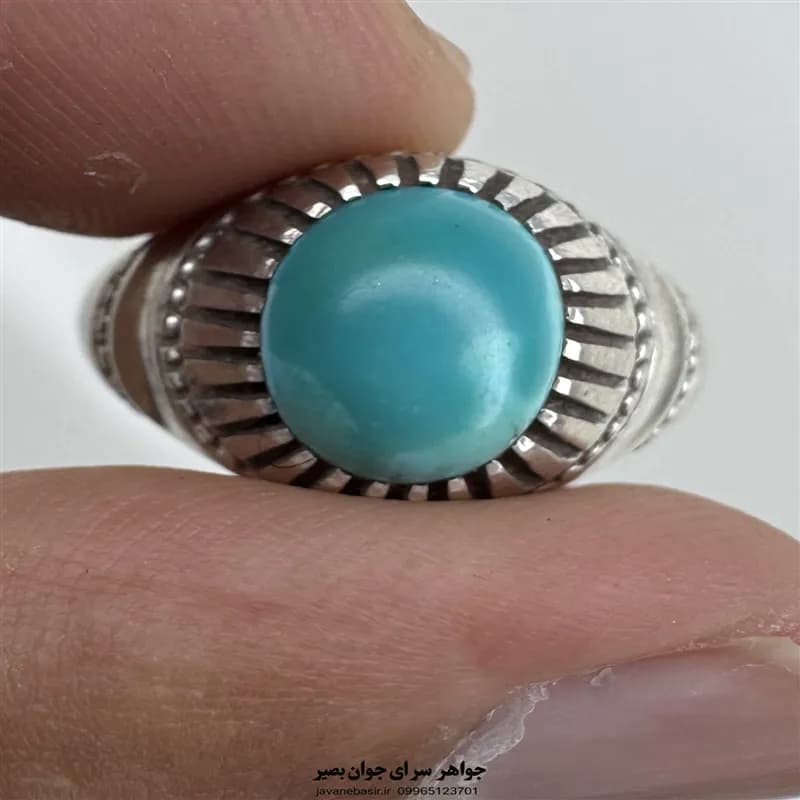 انگشتر فیروزه عجمی با رکاب نقره دستساز