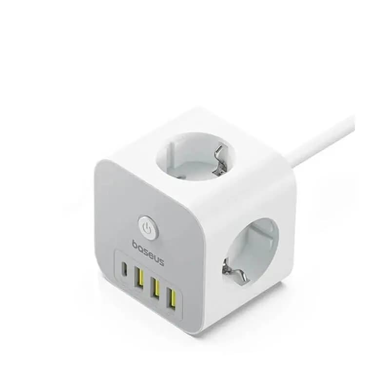 شارژر رومیزی 7 پورت باسئوس مدل PowerCombo Cube 3AC+3U+1C توان 20 وات — تصویر ۲