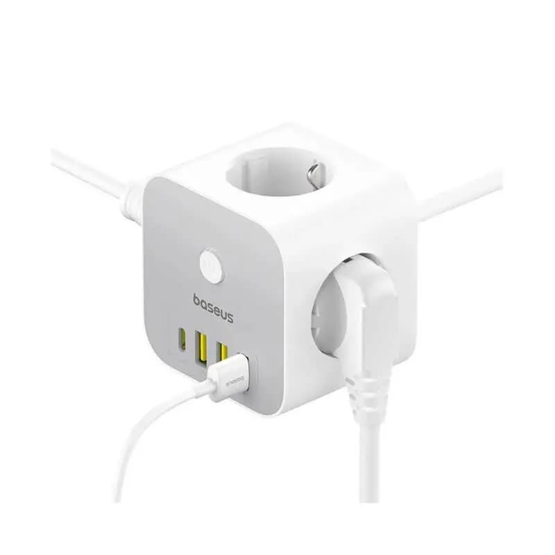 شارژر رومیزی 7 پورت باسئوس مدل PowerCombo Cube 3AC+3U+1C توان 20 وات — تصویر ۴
