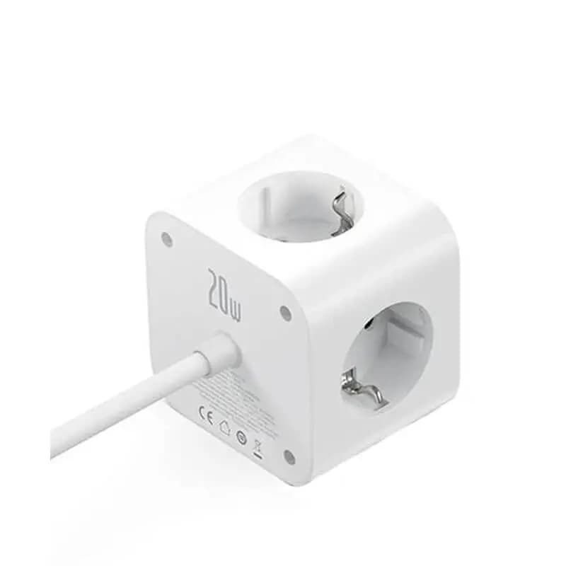 شارژر رومیزی 7 پورت باسئوس مدل PowerCombo Cube 3AC+3U+1C توان 20 وات — تصویر ۳
