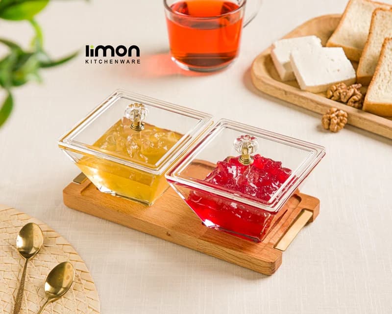اردور خوری مربع 2 خانه پایه چوبی لیمون کد 2241