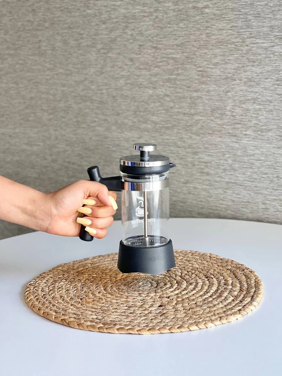 فرنچ پرس 350 میل One Coffee رنگ طوسی پررنگ — تصویر ۲