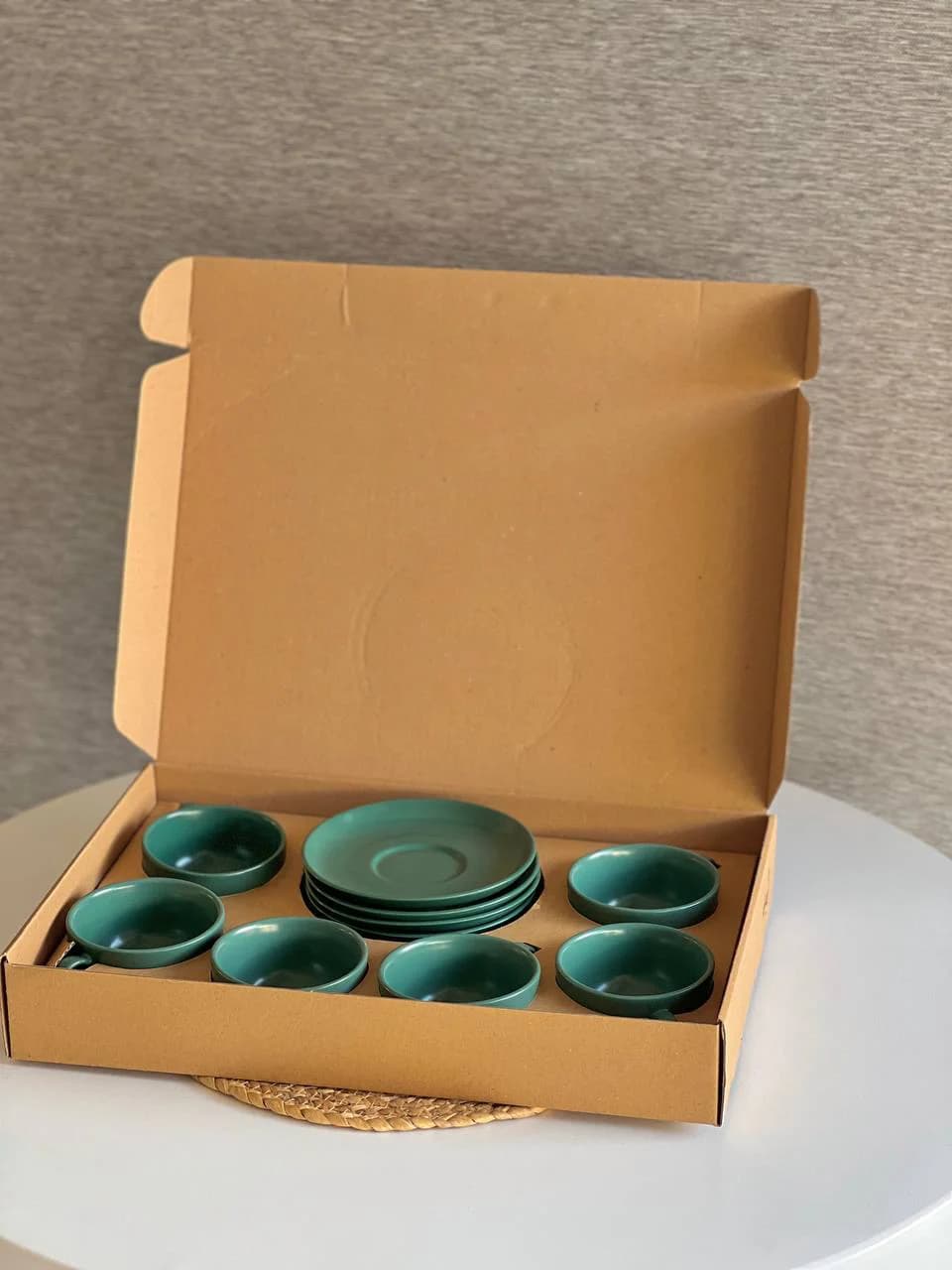 فنجان و نعلبکی چای خوری بن سای – رنگ یشمی — تصویر ۳