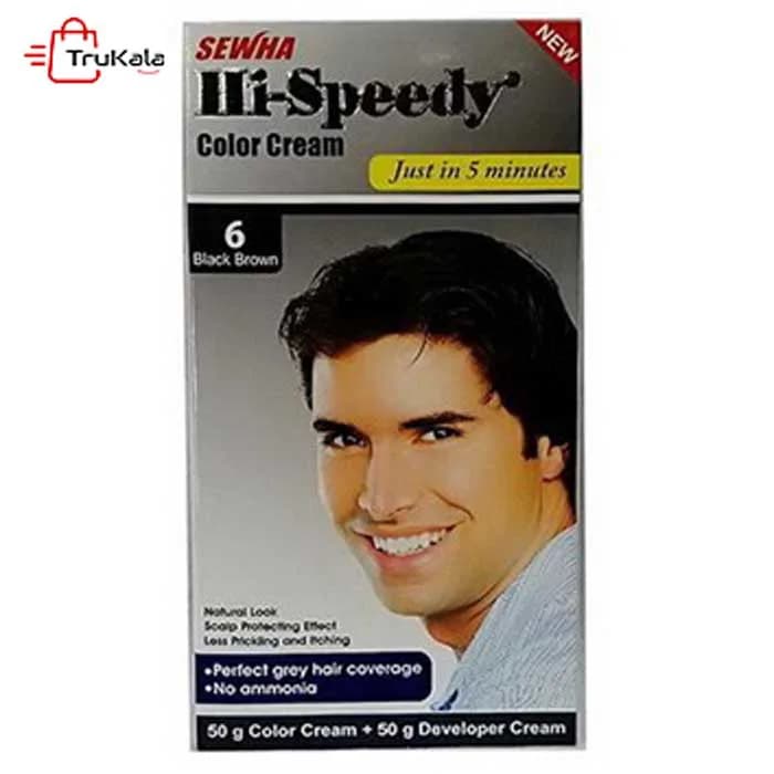 رنگ مو مردانه های اسپیدی 6 قهوه ای مشکی Hi Speedy — تصویر ۲