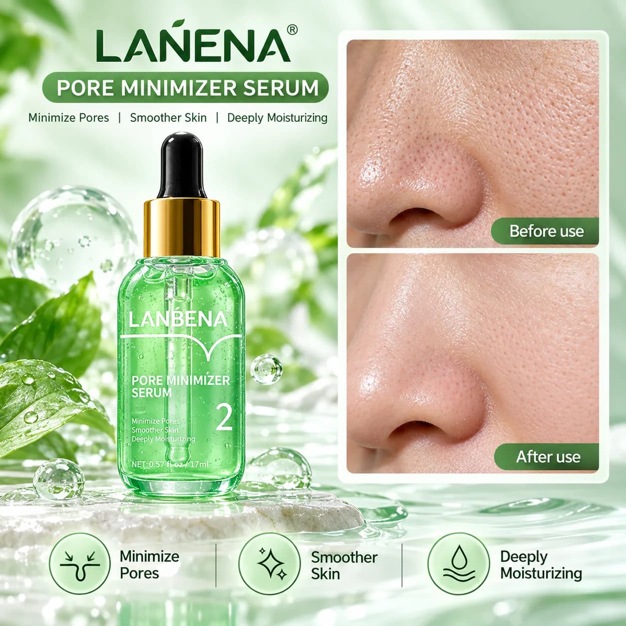 سرم جمع کننده منافذ لانبنا LANBENA مدل Pore Minimizer حجم 17 میلی لیتر — تصویر ۳