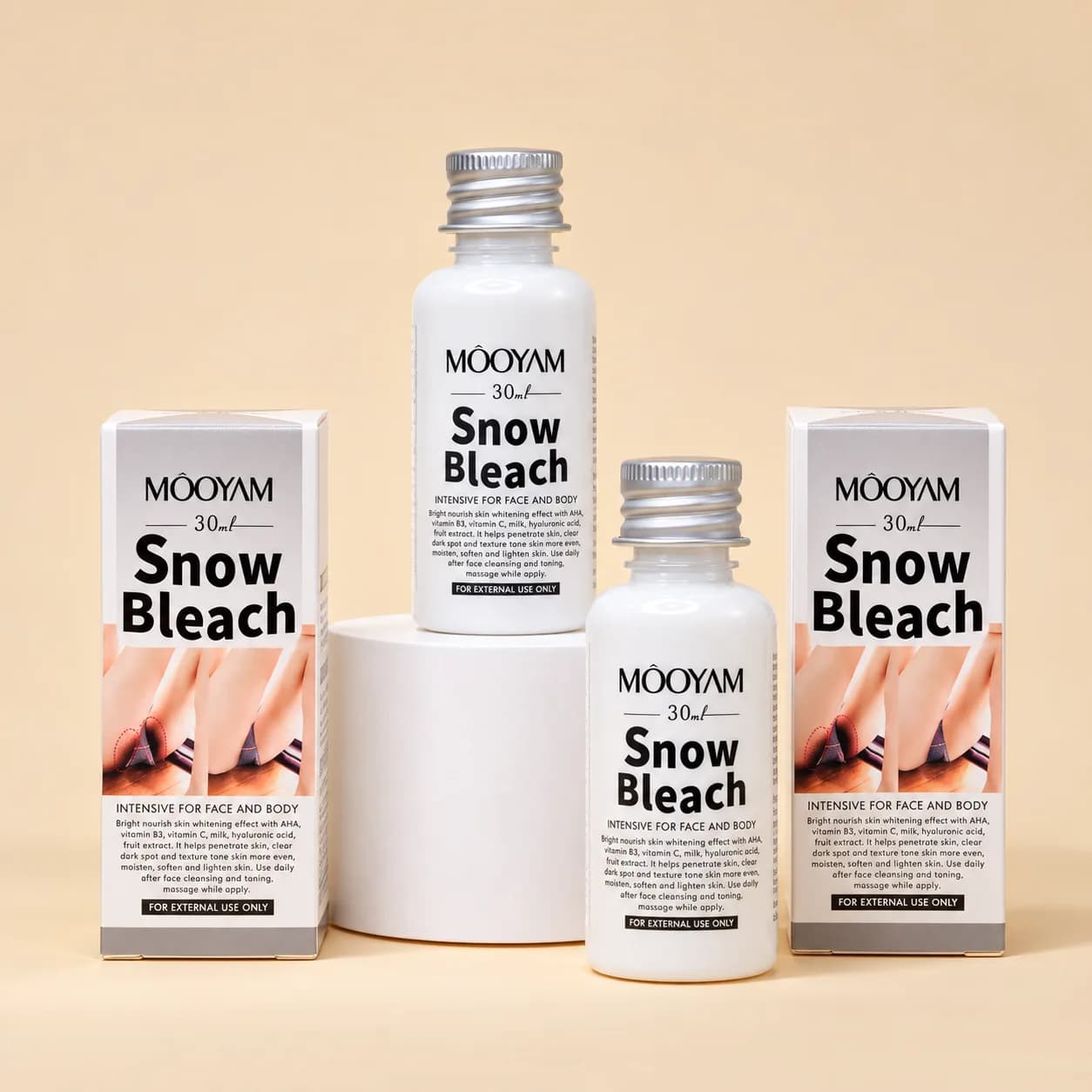 لوسیون روشن کننده بدن مویام Mooyam مدل Snow Bleach حجم 30 میلی لیتر — تصویر ۲