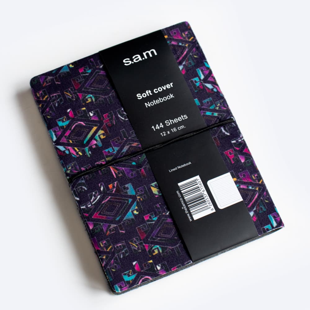 دفتر کوچک خط دار denzo پارچه ای بنفش سم (s.a.m)