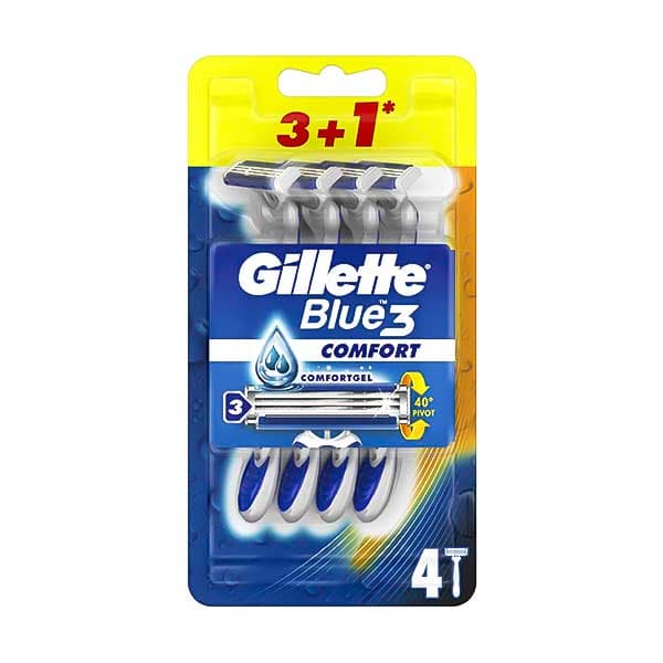 خود تراش مردانه ژیلت مدل Blue 3 Comfort بسته 4 عددی