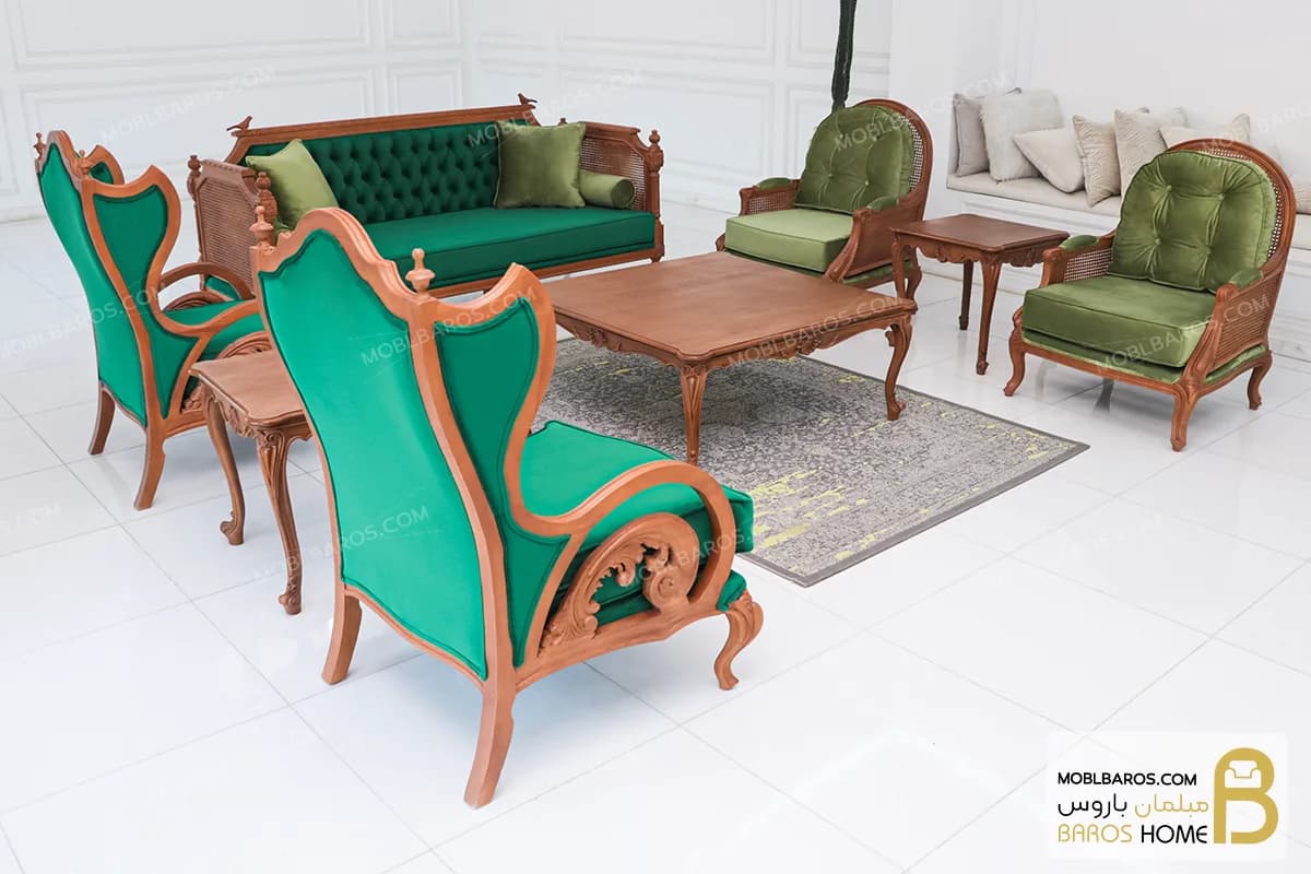 مبل کلاسیک و جدید ۷ نفره کاجی روما و کینگ — تصویر ۷
