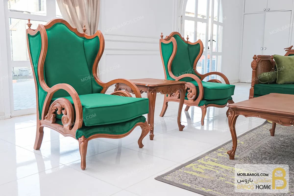 مبل کلاسیک و جدید ۷ نفره کاجی روما و کینگ — تصویر ۵