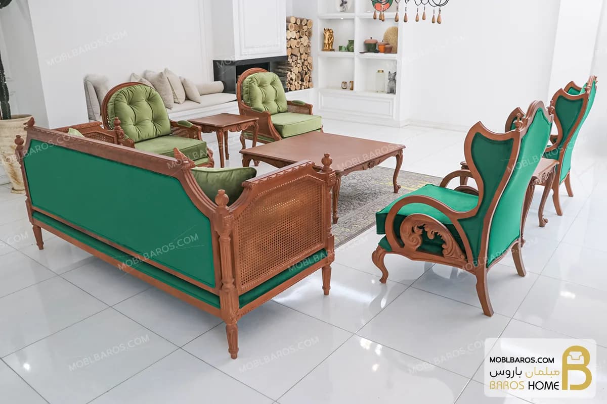 مبل کلاسیک و جدید ۷ نفره کاجی روما و کینگ — تصویر ۴