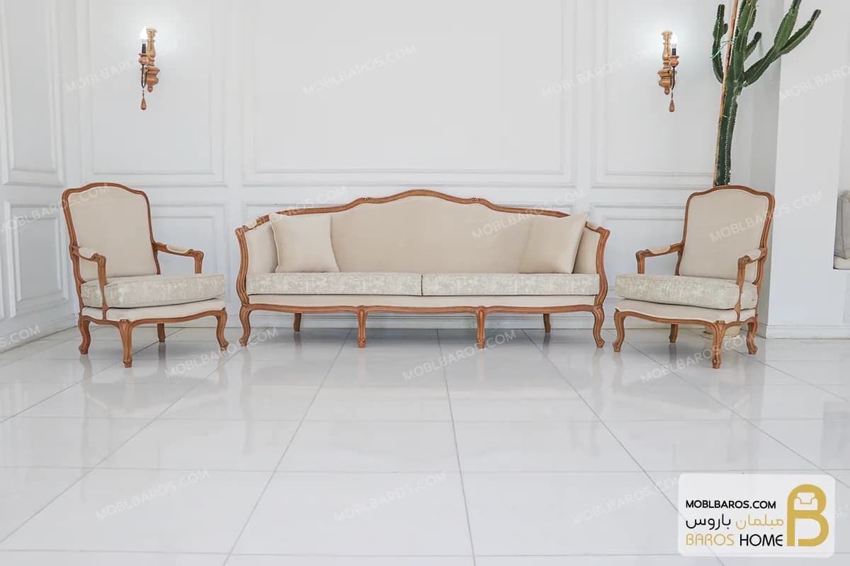 ست مبلمان کلاسیک ترکیبی راشل پلاس و کاناپه گیسو — تصویر ۵