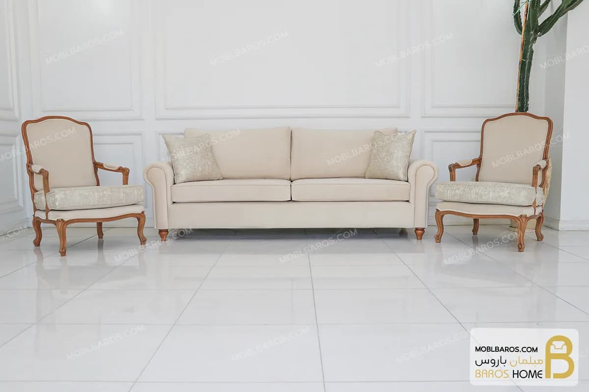 ست مبلمان کلاسیک ترکیبی راشل پلاس و کاناپه گیسو — تصویر ۷