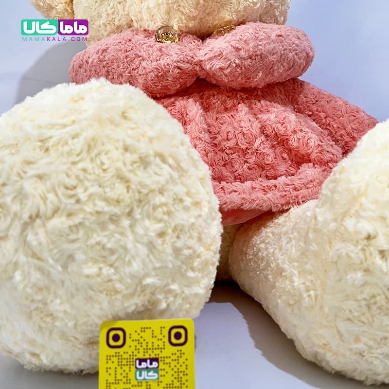 عروسک خرس تدی لباس رز سایز بزرگ صورتی 80 سانتیمتر — تصویر ۴