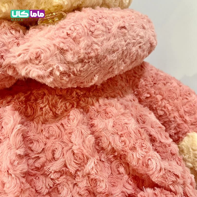 عروسک خرس تدی لباس رز سایز بزرگ صورتی 80 سانتیمتر — تصویر ۸
