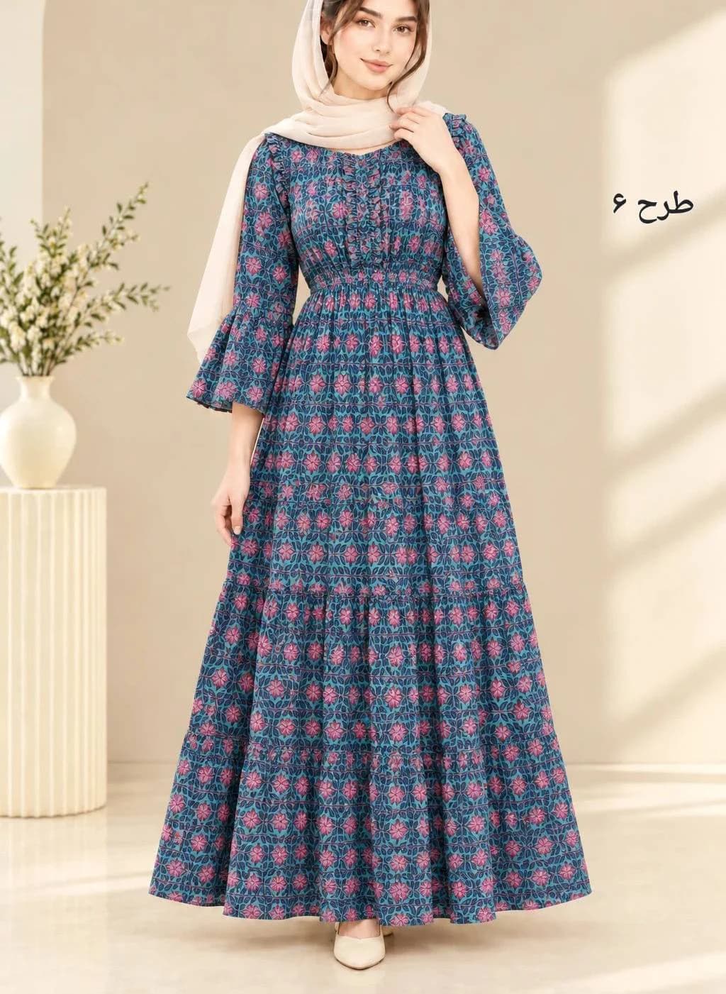 استایل لاکچری باپیراهن ساحلی عروسکی نخی هندی زنانه/کد29914 — تصویر ۷