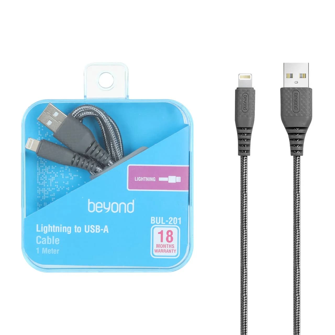 کابل شارژ آیفون beyond مدل BUL-201 – طوسی – RYL — تصویر ۲