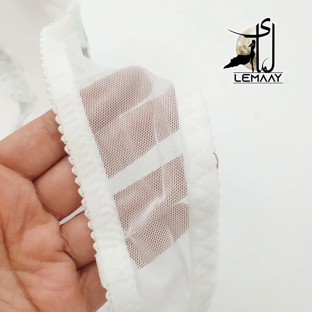 ست شورت و سوتین توری اسفنجی فنردار سفید گل دار (عروس) — تصویر ۶