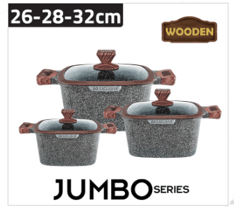 سرویس قابلمه زیو مربعی طرح جامبو 6 پارچه 8350 سایز 32 / zio z-8350-32 jumbo series — تصویر ۳