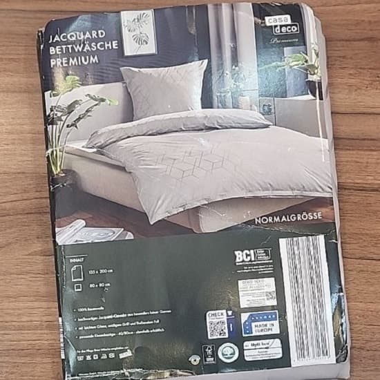 ست کاور لحاف و روبالشی آلمانی یک نفره نخ پنبه طوسی 352529 CASA deco — تصویر ۳