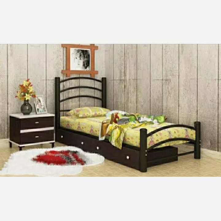 تخت خواب یک نفره با کفی و کشو مبلمان فرنا مدل 1142058 — تصویر ۲