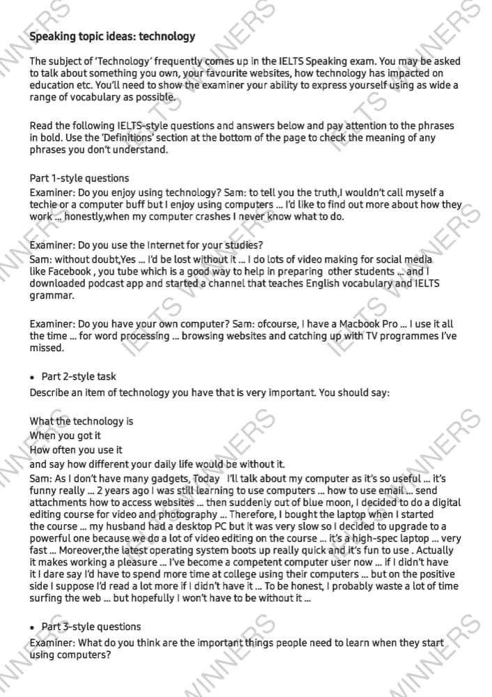 کتاب Speaking Topic: Technology (موضوع اسپیکینگ فناوری همراه واژگان و معانی) نسخه انگلیسی PDF