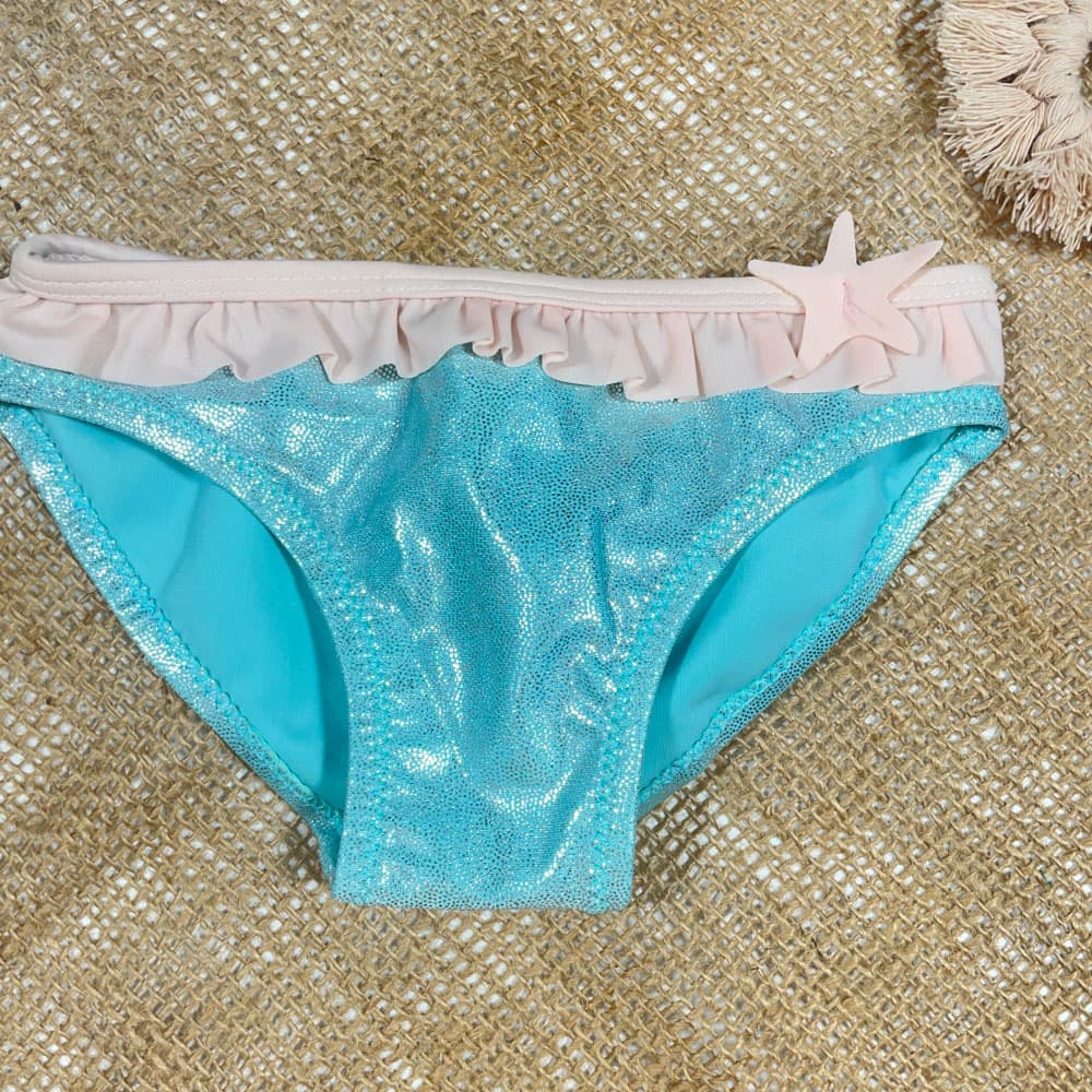 شورت نوزادی دخترانه برند Beachwear طرح مدل پری دریایی اکلیلی کرمی رنگ – 12 تا 24 ماه — تصویر ۲