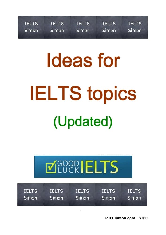 کتاب Ideas for IELTS Topics (ایدههایی برای موضوعات آیلتس) نسخه انگلیسی PDF | Simon