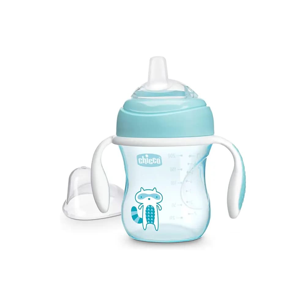لیوان آبمیوه خوری سوپاپ دار 200 میل چیکو Chicco طرح راکون